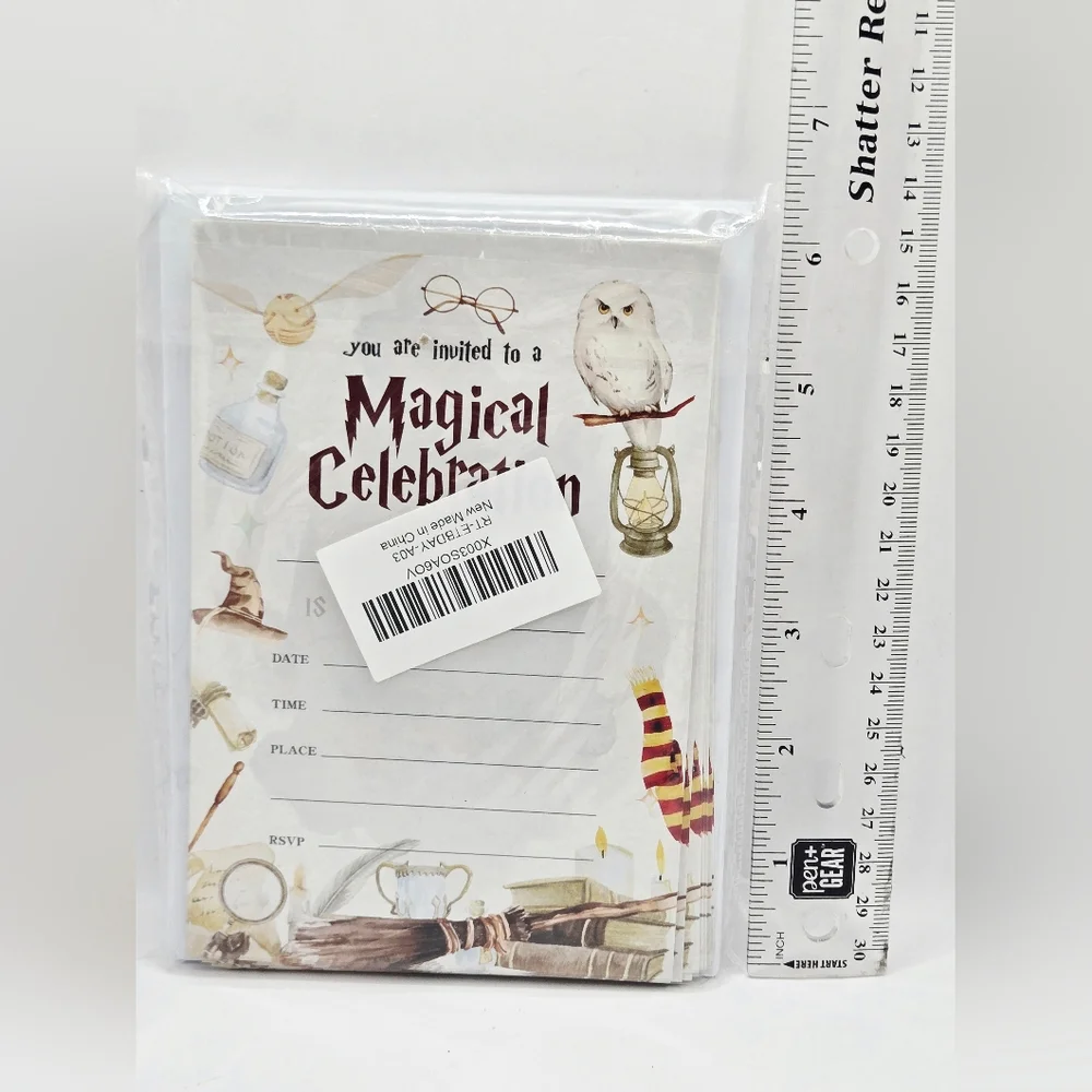 20 Wizard Magical Celebration Birthday Party Invitations w/ Envelopes Kids Magic